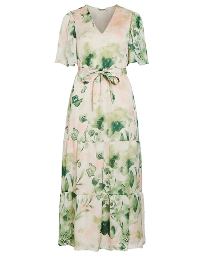 Vila - VIMolina V-Neck 2/4 Ankle Kleid - Birch/Molina